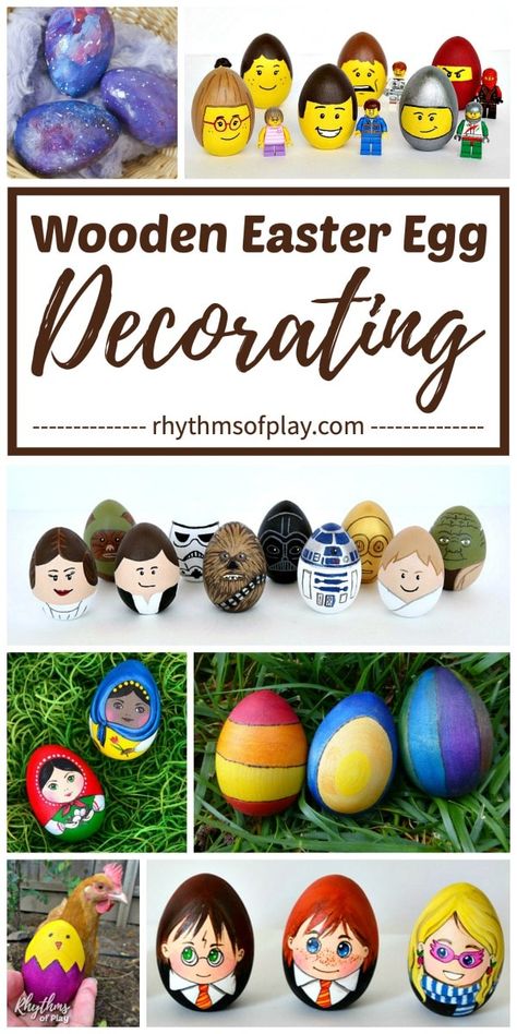 Wooden Eggs Crafts, Easter Egg Decorating Ideas, Egg Decorating Ideas, Wooden Easter Eggs, Creative Easter Eggs, Traditional Easter, Kids Baskets, Homeschool Crafts, Party Crafts