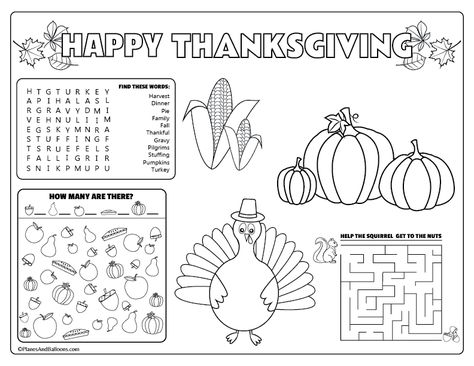 Printable Thanksgiving placemats for kids to solve and color Printable Thanksgiving Placemats, Thanksgiving Prek, Thanksgiving Placemats Preschool, Thanksgiving Turkey Decor, Thanksgiving Writing Prompts, Free Printable Thanksgiving, Thanksgiving Crafts Preschool, Thanksgiving Worksheets, Thanksgiving Writing