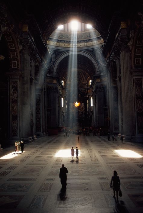 Three shafts of sunlight illuminate the basilica and its mosaic floor in the Vatican, December 1971.Photograph by Albert Moldvay, National G... Le Vatican, Visit Rome, Istoria Artei, Hagia Sophia, Vatican City, National Geographic Photos, Art And Architecture, National Geographic, Places To See