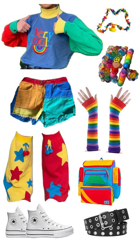 Clowncore Outfit, Kid Core Outfits, Weirdcore Outfits, Kidcore Outfit, Kidcore Fashion, Silly Clothes, Clown Clothes, Funky Outfits, Really Cute Outfits