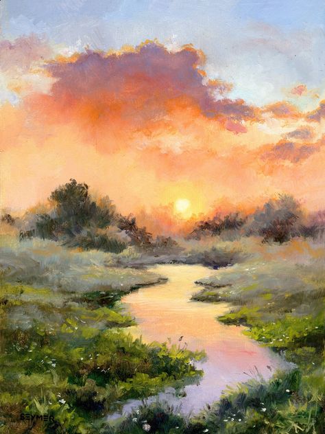 Misty river landscape oil painting ORIGINAL. Beautiful scenery of a river at sunset with the sky with clouds contrasting colors.  🍁 DETAILS: ● This is an ORIGINAL OIL PAINTING on a wood panel. ● Title:  'Sunset on the river'. ● 100 % hand painted, not a print. * If you prefer a PRINT: https://www.etsy.com/listing/1306087865 ● It is PAINTED TO ORDER in the chosen dimensions.  * Your painting will be a very similar but unique recreation of the original design, the one in the pictures. *Custom siz Clouds Sunset, Bel Art, River Landscape, Pretty Landscapes, Landscape Art Painting, Sunset Art, Aesthetic Painting, Art Inspiration Painting, Dreamy Art