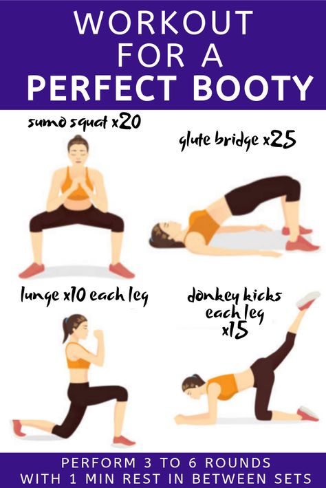 Get a round perky butt with these 4 bodyweight exercises. Bodyweight workout for butt. At home workout. Exercises at home. #workout Workouts For Beginners, Workout Exercises, Bodyweight Exercises, Glute Bridge, Effective Workouts, Glutes Workout, Workout For Beginners, Bodyweight Workout, Lose Belly