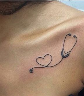 Medical Tattoo Ideas, Paramedic Tattoo, Healthcare Tattoo, Medical Tattoo Nurse, Stethoscope Tattoo, Doctor Tattoo, Nurse Tattoo, Medical Tattoo, Diy Tattoo