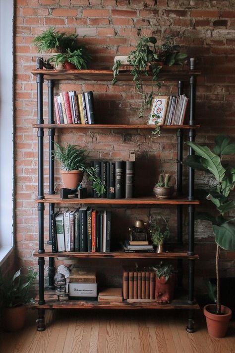 21 Brilliant Bookshelf Ideas to Transform Your Space Bookshelf Designs, Repurposed Ladders, Corner Ladder Shelf, Pipe Bookshelf, Western Living Room, Bookshelf Ideas, Bookcase With Glass Doors, Ladder Bookshelf, Corner Bookshelves