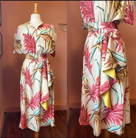 Rayon Tiki Dress - Dropped Sleeve Tiki Costume Women, Tiki Halloween Costume, Tiki Dress Vintage, Tiki Fashion, Tiki Dress, Hawaiian Fashion, Clothes