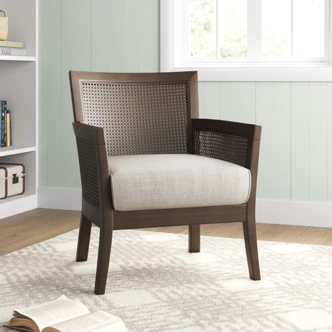 Sand & Stable Avia Cane Back and Sides Armchair & Reviews - Wayfair Canada Black Accent Chair, Caned Armchair, Country Interior Design, Tufted Arm Chair, Grey Armchair, Wood Arm Chair, Accent Arm Chairs, Accent Doors, Living Room Furniture Chairs