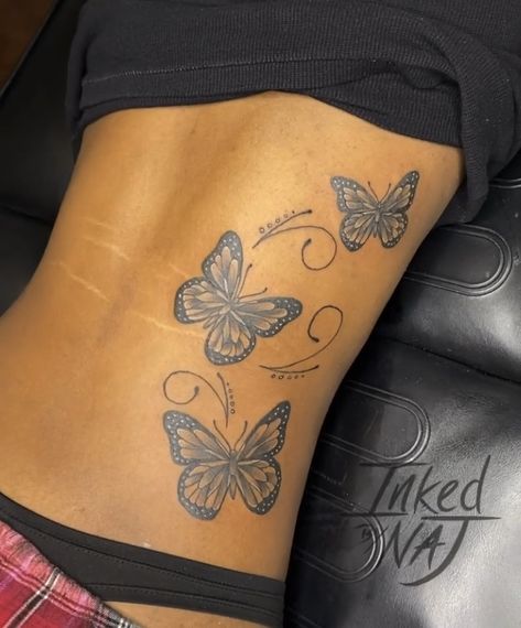 Stomach Tattoos Women Butterfly, Butterfly On Stomach Tattoo, Butterfly Tattoo Black Women, Stomach Butterfly Tattoo, Butterfly Tattoo Side, Butterfly Tattoo Stomach, Side Butterfly Tattoo, Butterfly Tattoo On Stomach, Butterfly Stomach Tattoo