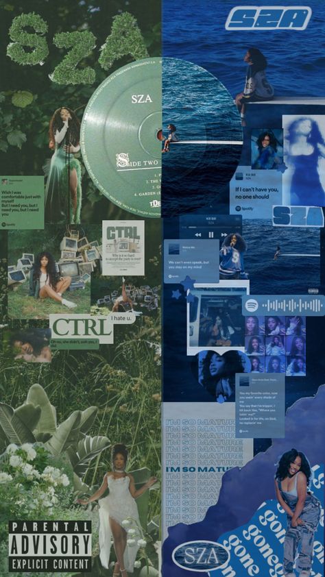 Ctrl, SOS-SZA 💚💙 #sos #ctrl #sza #snooze #ihateu #openarms #brokenclocks #supermodelsza #lovegalore #skwalker32 Sza Aesthetic Wallpaper Blue, Sza Snooze, Ctrl Sza, Sza Songs, Sza Singer, Sza Ctrl, Calm Art, Cant Have You, Bullet Journal Diy