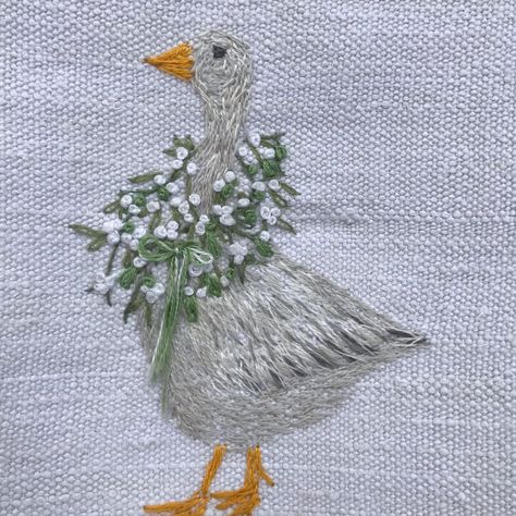 Penny Edwards (@theembroiderybird) • Instagram photos and videos Penny Edwards, Goose Embroidery, Embroidery Bird, Alphabet Patterns, Unique Cross Stitch, Winter Embroidery, Cross Stitch Alphabet Patterns, Unique Embroidery, Bird Embroidery