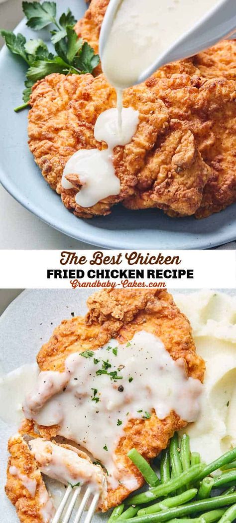 Chicken Fried Chicken Family Of Three Dinner Ideas, Oven Baked Chicken Fried Chicken, Chicken Fried Steak With Chicken, Baked Chicken Fried Chicken, Easy Chicken Fried Chicken Recipe, Oven Chicken Fried Chicken, Easy Country Fried Chicken, Healthy Chicken Fried Chicken, Air Fried Chicken Fried Chicken