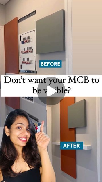 Ar. Aashi Jain on Instagram: "Liked the Hack?  Save & Follow for more such tips✨  (Mcb cover, hide mcb, Clever hack, Smart hack, Interior, Architecture)  #interiordesign #architecture #explore #explore #interior #architect #interiorreels #trending #interiors #hacks #mcbhack #cover" Mcb Cover Ideas, Mcb Box Covering Ideas, Villa Designs, Secret Doors, Design Hacks, Hidden Compartments, Secret Door, Design Hack, Clever Hacks