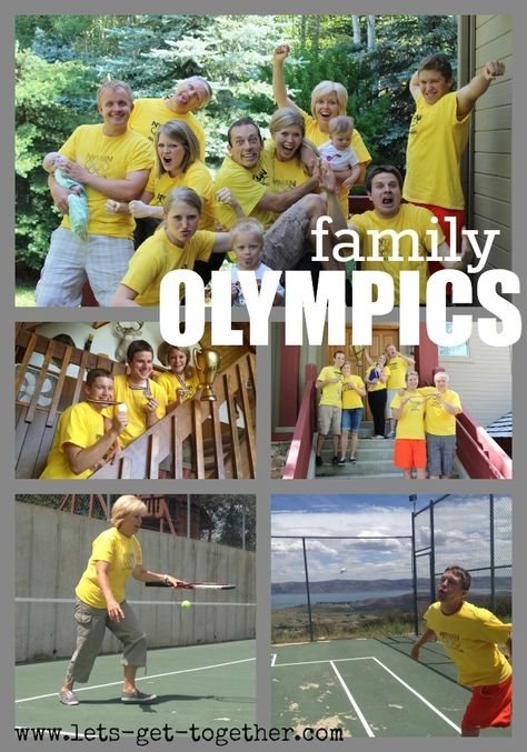 Family Olympics from Let's Get Together - how to start and run this #summer tradition. Includes fun list of events that would be great for any #party  #olympics Olympic Style Games Party Ideas, Family Olympic Games Outdoor, Family Olympic Games, Family Olympics, Olympics Party, Olympic Idea, Kids Olympics, Point System, Kids Fitness