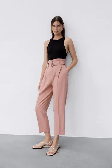 Light Pink Pants, Button Fly Pants, Trousers With Belt, Pleather Pants, Split Hem Dress, Flowy Pants, Pleated Trousers, How To Hem Pants, Pink Pants