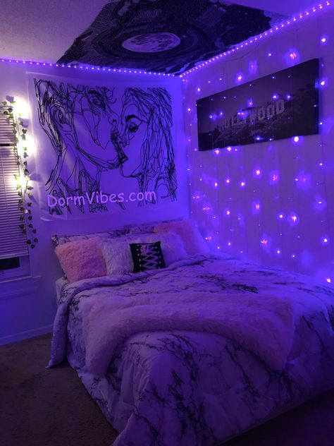 Blanket Forts, Anne Movie, Neon Bedroom, Purple Room, Neon Room, Chill Room, Room Items, Purple Rooms, Pinterest Room Decor