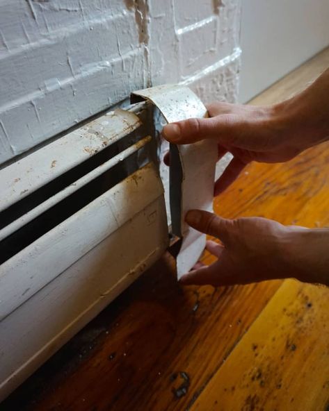 Metal Baseboard, How To Paint Metal, Baseboard Radiator, Heater Covers, Baseboard Heater Covers, Electric Baseboard Heaters, Painting Tricks, Painting Baseboards, Heat Registers