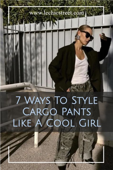 The Coolest Cargo Pants Outfits to try out latest it girl fashion trend. Cargo pants are part of the ultimate cool girl aesthetic. Check out cargo pants outfit street style looks that are easy to recreate. There are several ways how to style cargo pants to give you the ultimate cool girl outfit. #coolgirloutfit #coolgirlaesthetic #cargopantsoutfit #cargopants Baggy Cargo Pants Outfit Street Style, Camo Pants Outfit Winter Street Styles, Ways To Wear Cargo Pants, How To Style Baggy Cargo Pants, Cargo Pants Outfit Ideas For Women, Baggie Cargo Pants Outfit, Fall Cargo Pants Outfit Women, How To Wear Black Cargo Pants, Cargo Pants Jacket Outfit