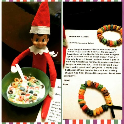 Fruit Loop Elf On The Shelf, Fruit Loop Jewelry, Fruit Loop Bracelets, Fruit Loop Treats, Eots Ideas, Fruit Loops, Xmas Elf, Cindy Lou, Pokemon Party