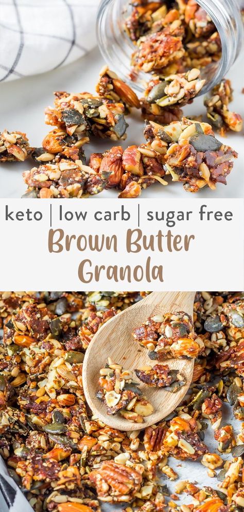 No Carb Granola, High Protein Low Carb Granola, Keto Granola Clusters, Healthy Nut Clusters, Nutrail Keto Granola Recipe, Keto Granola Recipe Low Carb, Keto Low Fat Recipes, Keto Nut Clusters, Leto Smoothies