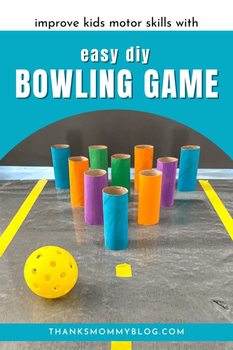 Recycling Games For Preschoolers, Toilet Paper Roll Games, Summer Sports Crafts, Diy Bowling Game, Bowling Diy, Sports Crafts For Kids, Bowling Games For Kids, Recycling Games, Preschool Olympics