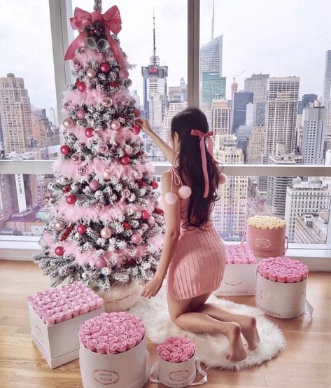 Xmas decor A Pink Christmas, Winter Princess, Pink Xmas, Real Christmas Tree, Pink Christmas Decorations, Meaning Of Christmas, True Meaning Of Christmas, Christmas Inspo, Pink Christmas Tree