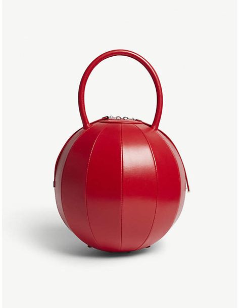 NITA SURI Pilo round leather handbag Round Handbag, Circle Bag, Round Leather Bag, Handmade Shoulder Bag With Round Handle, Luxury Bags With Round Handle For On-the-go, Circle Handbag, Leather Circle Bag, Red Leather Bags With Round Handle, Round Purse