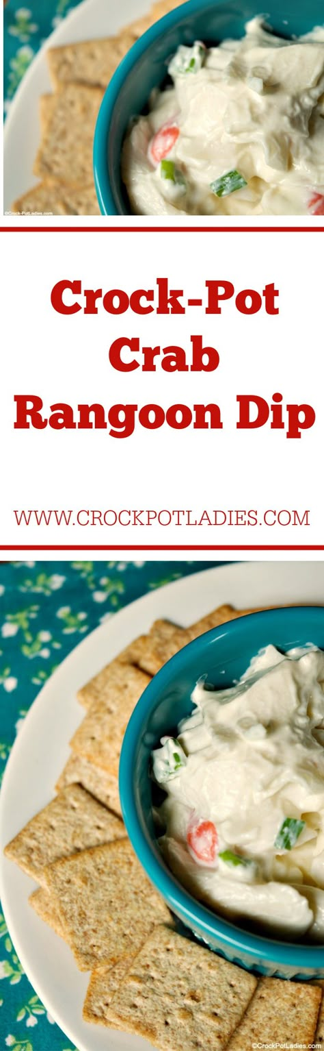 [Video] Crock-Pot Crab Rangoon Dip - A delightful take on classic Chinese appetizer is this popular recipe for Crock-Pot Crab Rangoon Dip. Serve with crackers or fried wonton wrappers! [Gluten Free, Low Calorie, Low Carb, Low Sodium & Low Sugar] #CrockPotLadies #CrockPot #SlowCooker #Dips #Seafood #GameDay #Tailgating Crockpot Crab Dip, Crab Rangoon Dip Recipe, Crockpot Snacks, Fried Wonton, Rangoon Dip, Low Calorie Low Carb, Crab Rangoon Dip, Crockpot Appetizers, Crock Pot Dips