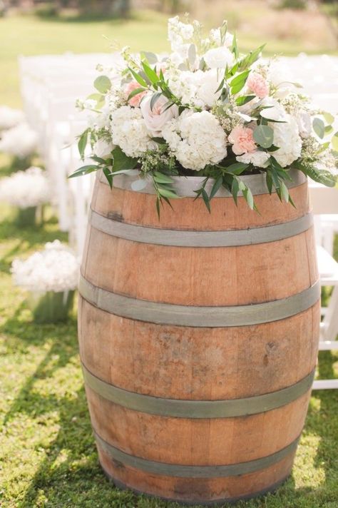 Barrel Wedding Decor, Barrel Flowers, Barrel Wedding, Rustic Beach Wedding, Large Flower Arrangements, Orchard Wedding, Montana Wedding, Rustic Bridal, Floral Arrangements Wedding