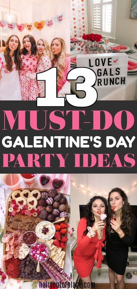 Galentine Party For Teens, Valentine’s Day Pajama Party, Valentine’s Day Pj Party, Galentines Spa Party, Galentines Bunco Party, Galentines Party Activities Adult, Galentines Party Ideas Teen Girls Night, Galantine Party Ideas, February Theme Party