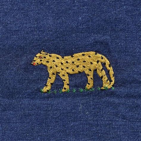 Mitumba Kenya Embroidery Leopard | The African Fabric Shop Leopard Embroidery, Denim Background, A Typical, Nairobi, African Fabric, Fabric Shop, Kids Design, New Kids, Kenya