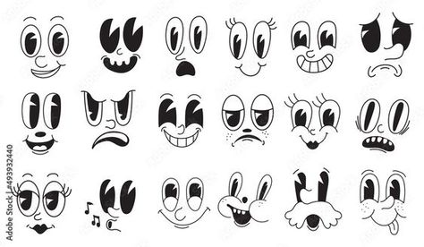 High Cartoon Eyes, Inkblot Cartoon, Animation Face, Cartoon Laughing, Comic Animation, Eye Illustration, Drawing Cartoon Faces, Cartoon Style Drawing, Cartoon Eyes