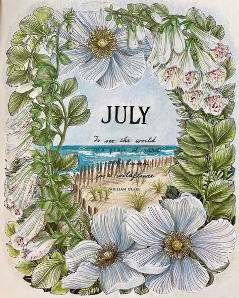 Inés Witherspoon (@ineswitherspoon) | Instagram July Aesthetic, Leila Duly, Illustration Calendar, Seasons In The Sun, Watercolor Art Face, Basford Coloring, Art Calendar, Johanna Basford, Nature Journal