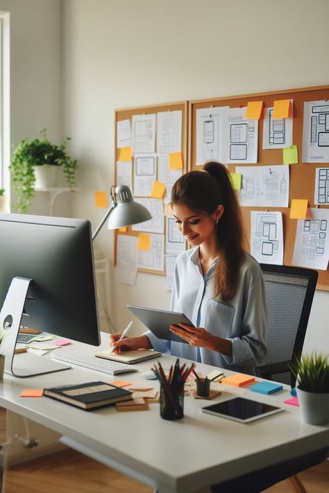 Woman working at desk business in the office  #woman #work Administrative Aesthetic, Women Working In Office, Woman Working At Desk, Free Fire Game Wallpaper 4k, Woman Manager, Ideal Workplace, My Office At Work, Simple Journaling, Woman Working On Laptop