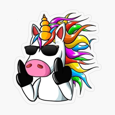 Get my art printed on awesome products. Support me at Redbubble #RBandME: https://www.redbubble.com/i/sticker/Funny-Cool-Unicorn-Behaving-Badly-by-theboujeebunny/49339942.O9UDB?asc=u Cool Unicorn Drawings, Funny Unicorn Drawings, Funny Unicorn Pictures, Emo Unicorn, Bad Stickers, Bad Unicorn, Dark Unicorn, Unicorn Picture, Funny Tattoo