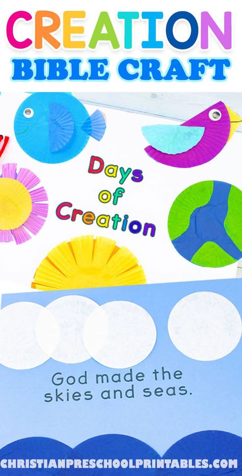 God Made The World Crafts Preschool Free Printable, God Made All Things Craft, Creation Bible Lesson For Preschoolers, God Created The Animals Craft, God Created Animals Craft Preschool, 2nd Day Of Creation Craft, God Created Animals Craft, Days Of Creation Preschool, Creation Craft Preschoolers