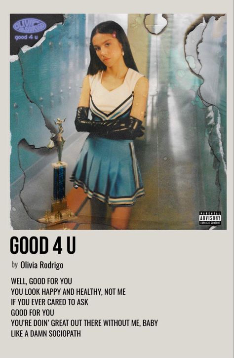 minimal polaroid song poster for good 4 u by olivia rodrigo Show Polaroid Poster, Olivia Song, Good 4 U, Minimalist Music, Iconic Poster, Music Poster Ideas, Vintage Music Posters, Film Posters Minimalist, Music Collage