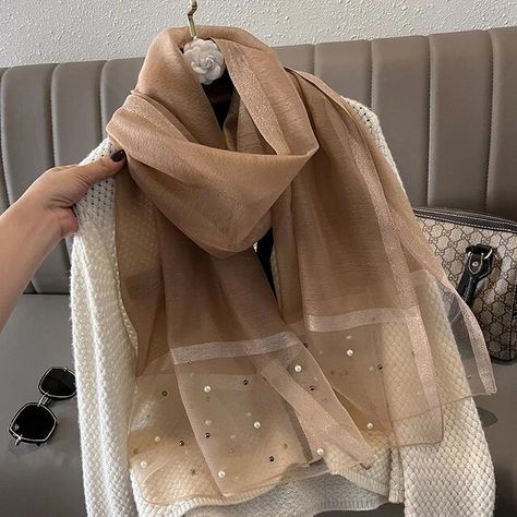 Luxury Brands Imitation Women | Luxury Brand Women Fashion | Women Scarf Luxury Summer - Scarf - Aliexpress Linen Shawl, Beach Blouse, Beaded Scarf, Drape Maxi Dress, Hijab Scarf, Fashion Scarf, Silk Linen, Large Scarf, Summer Scarves