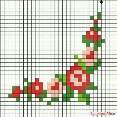 Small Rose Cross Stitch Pattern, Floral Pixel Art, Small Flower Pixel Art, Flower Pixel Pattern, Cross Stitch Flower Border, Small Flower Cross Stitch, Flowers Pixel Art, Pixel Flower Pattern, Pixel Art Flower