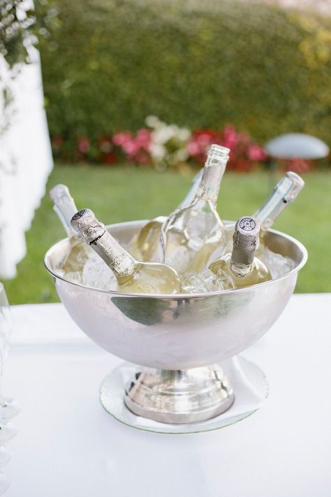 Ice Bucket Ideas Drink Stations, Wedding Ice Bucket, Champagne On Ice, Champagne Fountain, Fancy Ice, Green Bridal Showers, Wedding Ceremony Decorations Outdoor, Champagne Ice Bucket, Disney Wedding Cake