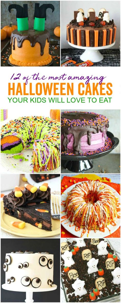 Halloween Cakes, Easy Halloween Cakes, Halloween Cakes for Kids, and Halloween Cake Ideas for the cutest Halloween Party Cakes! Halloween Cakes For Kids, Halloween Cake Ideas, Halloween For Kids, Halloween Cakes Easy, Cakes For Kids, Desserts Party, Cakes Easy, Postres Halloween, Recetas Halloween