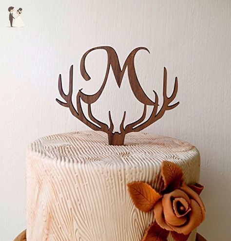 Monogram antlers cake topper, rustic wedding cake topper, deer antler topper, initial letter cake decoration, cake décor, monogram topper - Venue and reception decor (*Amazon Partner-Link) Antler Wedding Decor, Deer Wedding, Antler Wedding, Letter Cake, Rustic Wedding Cake Toppers, Rustic Cake Toppers, Decoration Cake, Rustic Wedding Guest Book, Wooden Cake