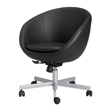 Ikea SKRUVSTA Desk Chair $149  Hm... I wouldn't be able to hang anything on the back of this chair Ikea Office Chair, Leather Chair With Ottoman, Wrought Iron Patio Chairs, Office Chair Without Wheels, Ikea Chair, Swivel Chair Living Room, Eames Chairs, Ikea Family, Plastic Chair