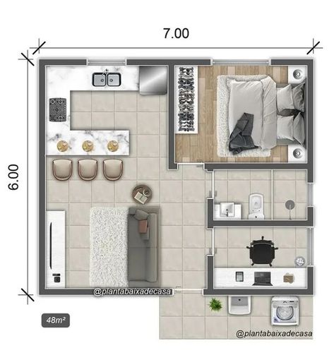 Small Apartment Layout, Small Apartment Plans, Tub To Shower Conversion, Garage Guest House, Small House Layout, Tiny House Loft, Plans Architecture, Small Apartment Design, Cabin House Plans