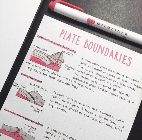 School Notes Aesthetic, Notes Geography, Gcse Geography Revision, Geography Revision, Plate Boundaries, Gcse Geography, Notes Aesthetic, College Notes, Revision Notes