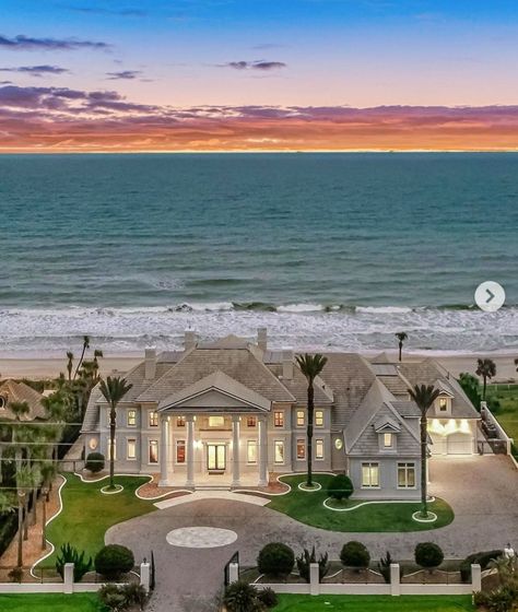 Beach House Mansion, Gated Home, Ormond Beach Florida, Beach House Aesthetic, Florida Mansion, Beach Mansion, Mansion Exterior, Dream Mansion, Dream Life House