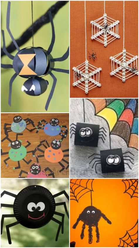 Easy Spider Crafts for Preschool and Kindergarten Kids - Kids Art & Craft Spider Art Preschool, Spider Crafts Preschool, Fall Leaf Art Projects, Halloween Spider Craft, Halloween Party Craft, Scared Of Spiders, Halloween Yarn, Halloween Activities For Toddlers, Halloween Crafts Preschool