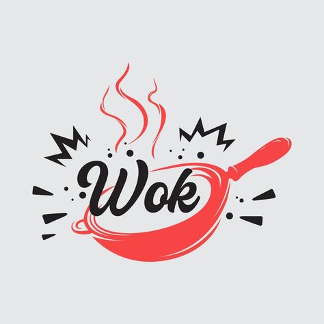 Wok pan illustration vector logo traditional frying pan griddle for noodle chinesse food Pan Logo Design, Pan Illustration, Pan Logo, Cooking Icon, Wok Pan, Chef Logo, Wok Cooking, Japan Logo, Bold Type