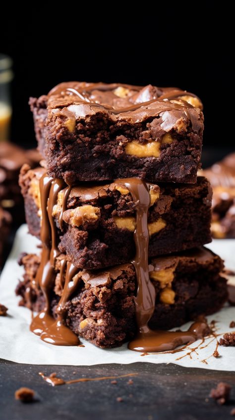 Chewy Peanut Butter Brownies, Aesthetic Desert Food, Brownies Topping Ideas, Sweet Treat Aesthetic, Brownie And Peanut Butter Recipes, Aesthetic Desserts Photography, Brownie Aesthetics, Brownies Aesthetic, Brownies Aesthetic Photography