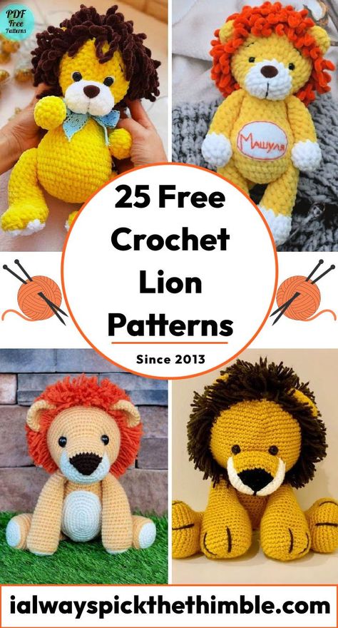 Amigurumi Tips, Lion Crochet, Yarn Animals, Lion Toys, Toys Ideas, Crochet Lion, Crochet Dragon, Free Pdf Pattern, Bulky Yarn