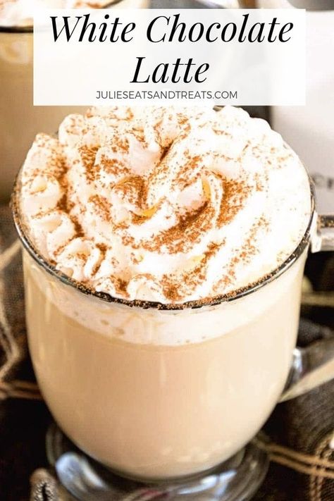 White Chocolate Latte Recipe ~ Delicious, Easy, Homemade White Chocolate Latte Recipe that Will Have You Sipping Lattes Whenever You Want! Chocolate Latte Recipe, White Chocolate Latte, Keurig Recipes, Homemade White Chocolate, Homemade Latte, Nespresso Recipes, Hot Drinks Recipes, Coffee Drink Recipes, Latte Recipe