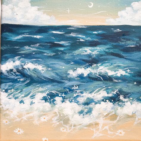 Waves Painting, Aesthetic Artwork, Art Aesthetic, Acrylic Painting, Oil Painting, Coconut, Sparkle, Art